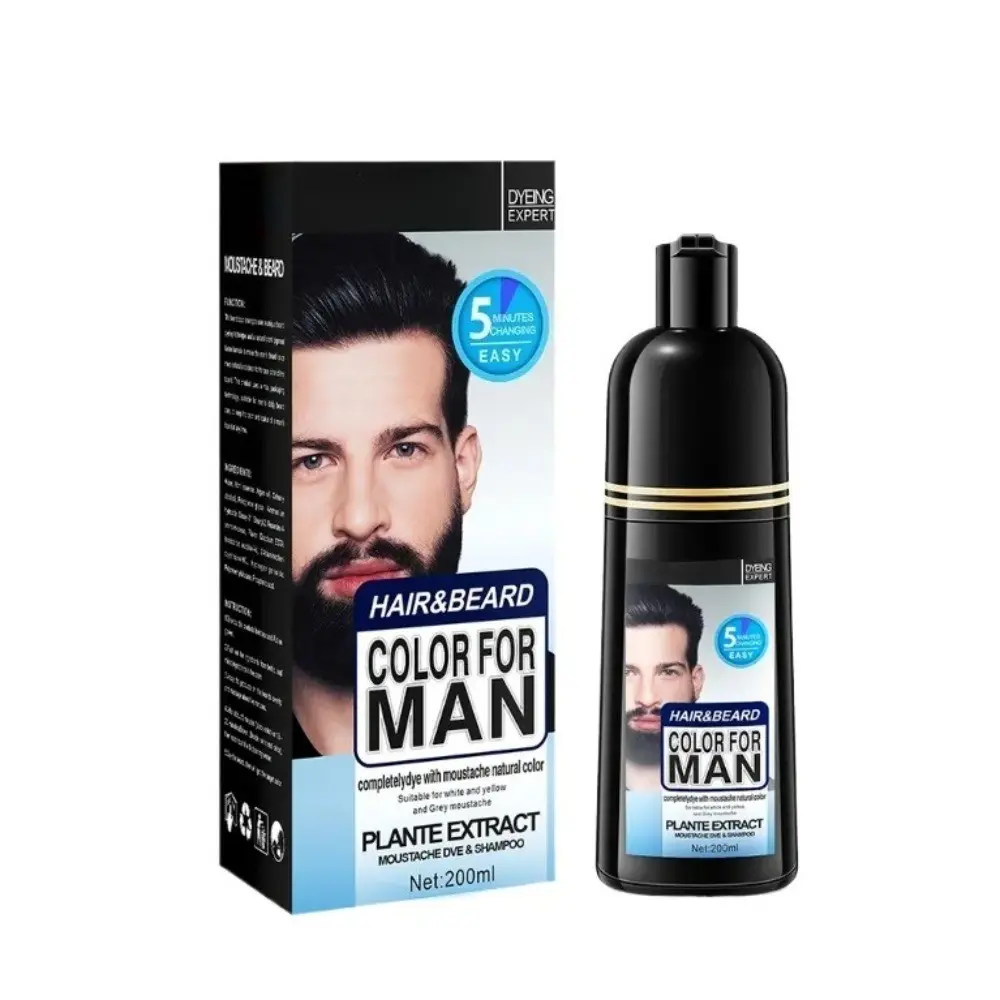 Men's Beard Dye 200ML, Natural Matte Finish, Quick Whitening, Non-Irritating, Long-Lasting, Gentle Formula, Home DIY Beard Stain