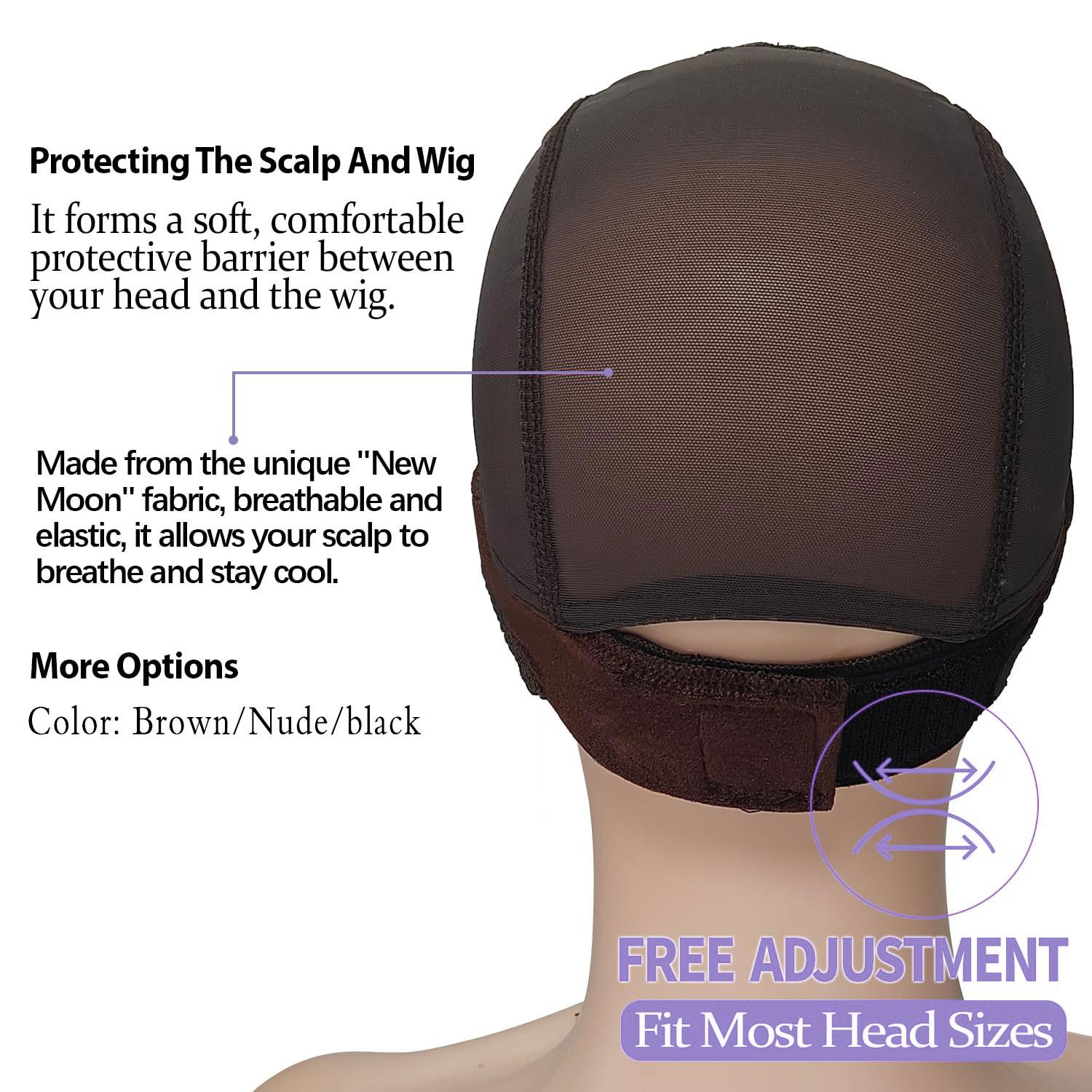 Wig Grip Cap for Synthetic Hair Extension Wig Tape, Hair Extensions Tape, Adjustable Wig Caps Holds Glueless Wigs Securely in Place, Wig Glue Alternative, Reusable HD Lace Cap with Headband for Lace Front Wigs, Wig Glueless Non Slip Keep Wig In Place Ear