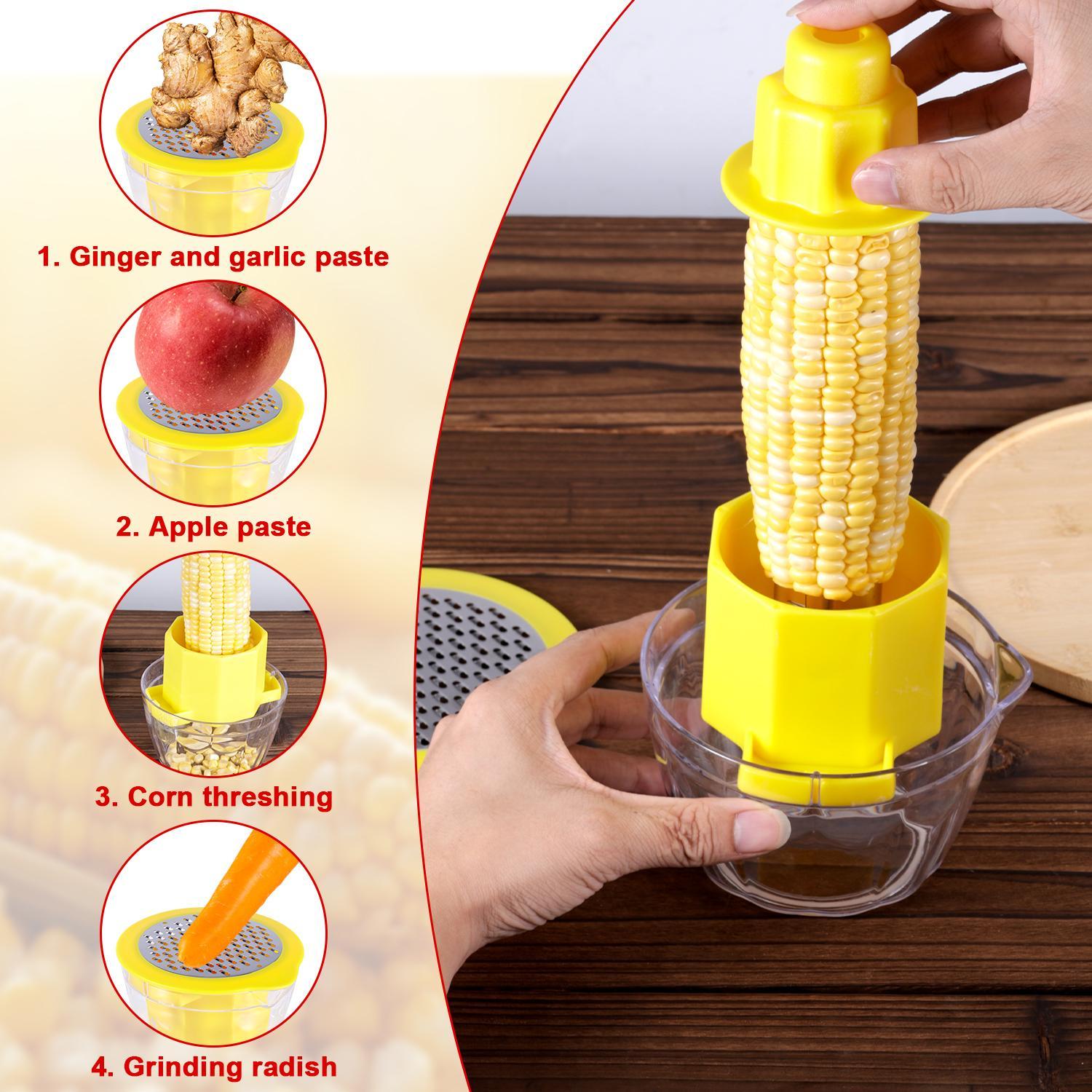 1pc 4-in-1 Corn Kernel Remover Tool, Multifunctional Corn Peeler & Vegetable Fruit Peeler with Ginger Grater
