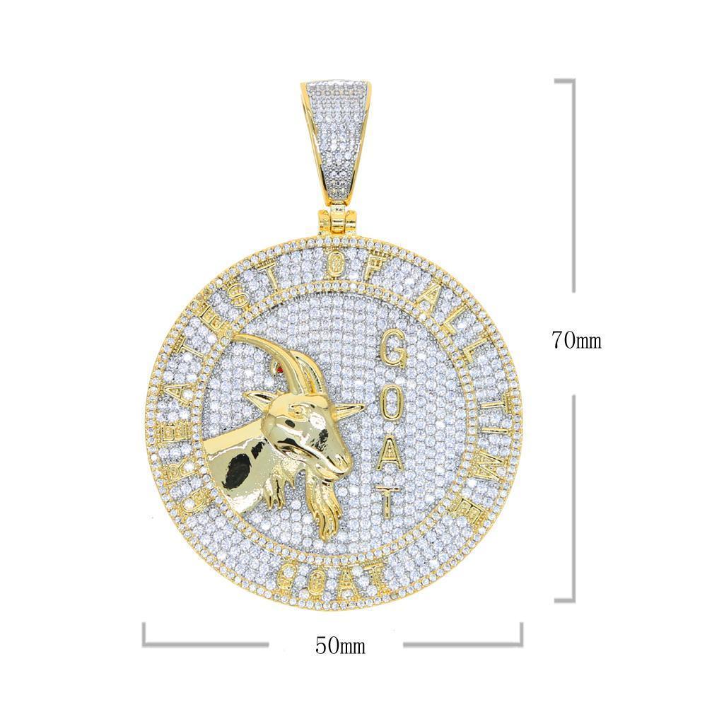 2025 New Iced Out Bling Round Letter Pendant Necklace Full Paved 5A CZ Cubic Zirconia Badge Charm Fashion Hip Hop Men Jewelry