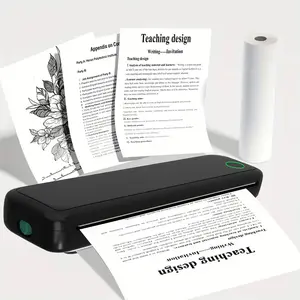 Portable Wireless Travel Printer, Inkless Thermal Printer Supports 8.5x11 Inch Paper, Print Resumes, Sheet Music, Essays, Suitable for Office Home School
