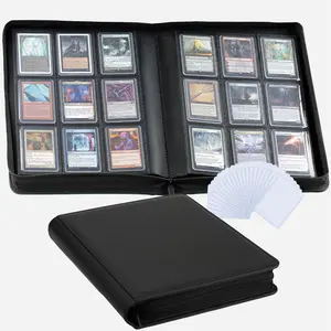 9-Pocket Toploader Binder, Clovecat Premium Card Book, Holds 252 Trading Card with 20 Removable Top-loader Sleeves,PU Card Holder Folders,Card Album for MTG, TCG, Yugioh, Game & Sports Cards(Black)