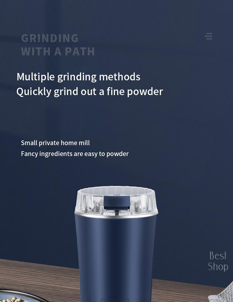 300W Electric Coffee Grinder for Fast Grinding—Perfect for Beans, Spices, Nuts & More. Compact and Portable, This Ultra-fine Powder Grinder Doubles As A Food Processor and Mixer for All Your Kitchen Needs. Multi-Function Grinding Tlools