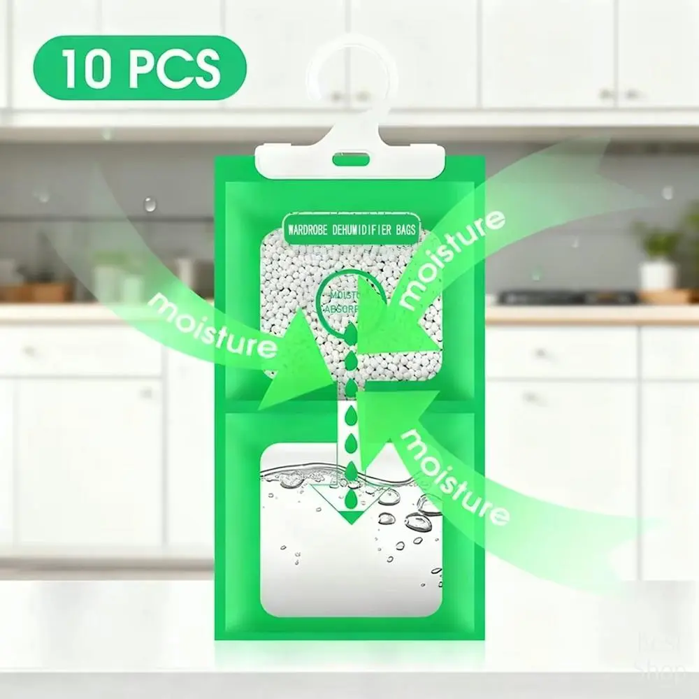 10-Pack 100g Fragrance-Free Desiccant Bags - Portable, Leak-Proof, Hangable Dehumidifiers for Closets, No-Drying Home Mold & Damp Proofing Supplies, Indoors