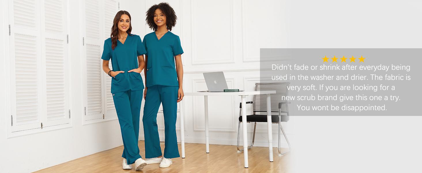 2026 Scrubs for Women, Knit Yoga Waistband Straight Leg Cargo Pants, Classic Fit Womens Scrubs Pants