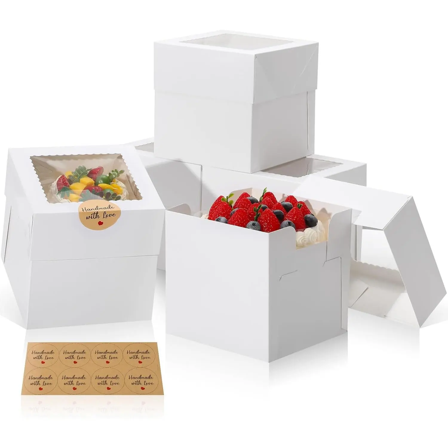 5 count 6x6x6 In Mini Cake Boxes, Square Bakery Boxes with Window | Cake Containers for Pastries, Cookies, Chocolates, Cupcakes, Birthday Party Cake Decorating Supplies for  Giving