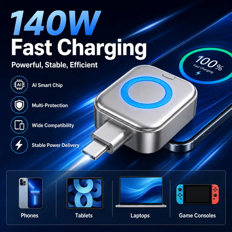 Smart Auto-Disconnect Electronic Charger Adapter - Full Battery Power-Off Protector, Automatic Charging Stop Device with Colorful Glowing Data Cable for iPhone, Android Smartphones