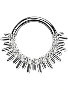 16g Septum Click Ring, G23 Titanium Alloy Cz Conch Spiral Earring, Tragus Earlobe Ring, Daith Piercing, Daily Wear Jewelry