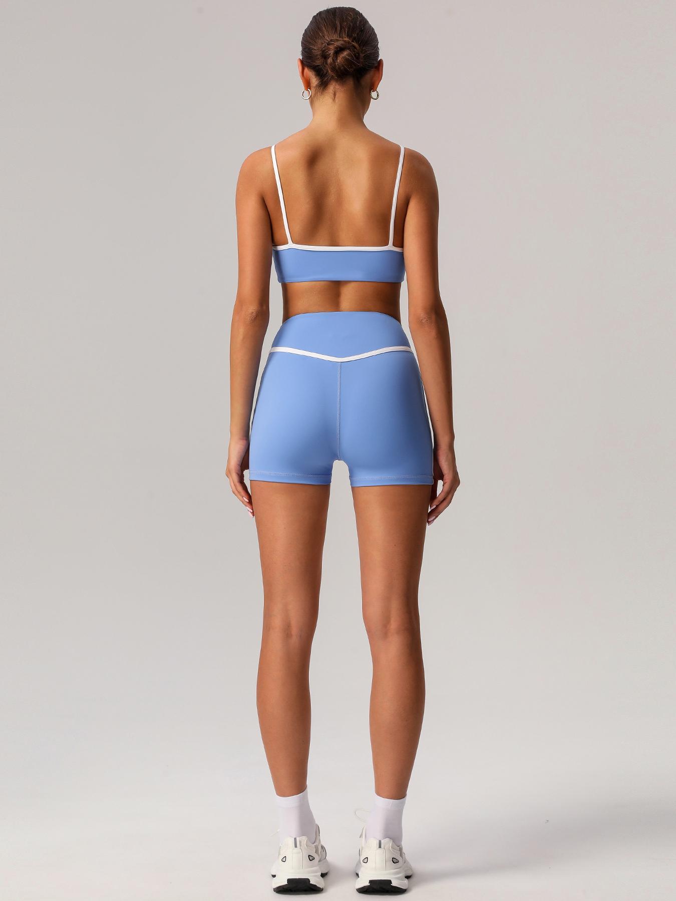 Two-Piece Set Women's Solid Crop Sports Bra & High Waist Skinny Shorts Tracksuit Set, Breathable Comfortable Sports Outfits for Yoga Gym Workout Running, Ladies Sportswear for All Seasons, Sports Fitness Wear