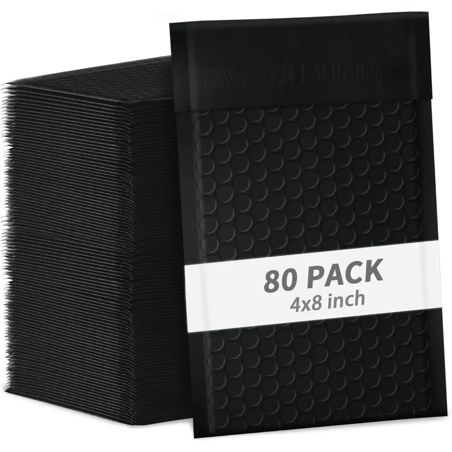 4x8 Inch Black Bubble Mailers 80 Pack Self-Seal Poly Padded Envelopes Suitable for Small Businesses to Package and Mail  ,  Products, Cards (Black, 4 x 8-80)