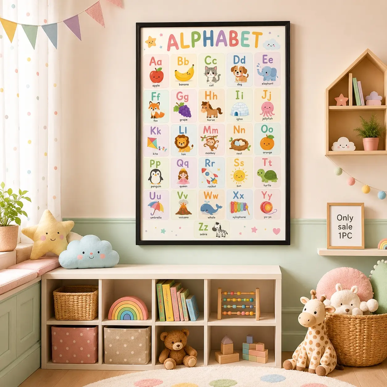 Pre-school children education - Early literacy training Poster Waterproof HD Wall Sticker Self-Adhesive Decorative Art Poster  Fade-Resistant Scratch-Proof  Easy to Apply and Clean for Home Office Bedroom Living Room Kitchen Decor Multiple Sizes Gift