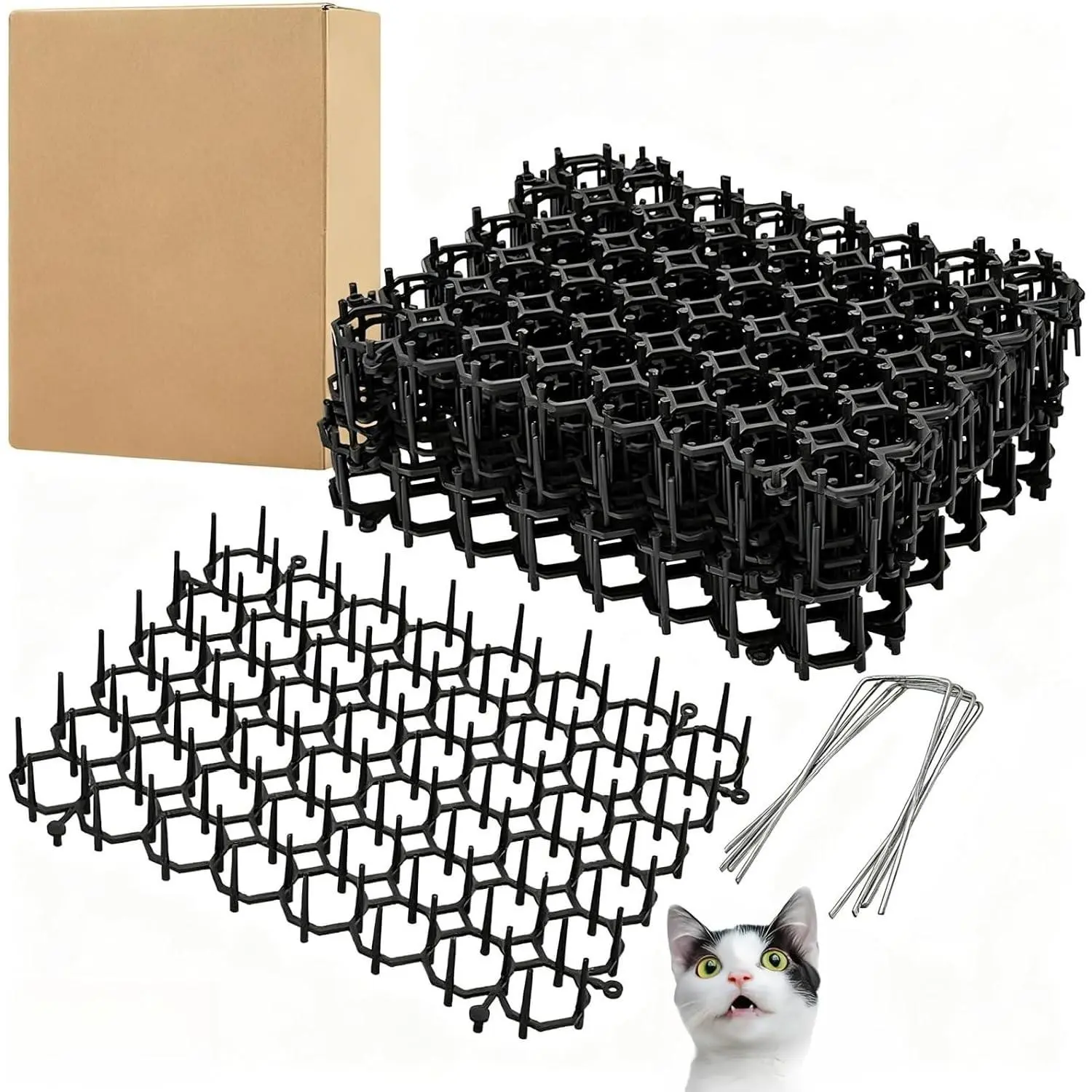 15 Pack Cat Deterrent Scat Mat with Spikes for Cats Dogs Small Animals Indoor Outdoor Total 5 Square Feet
