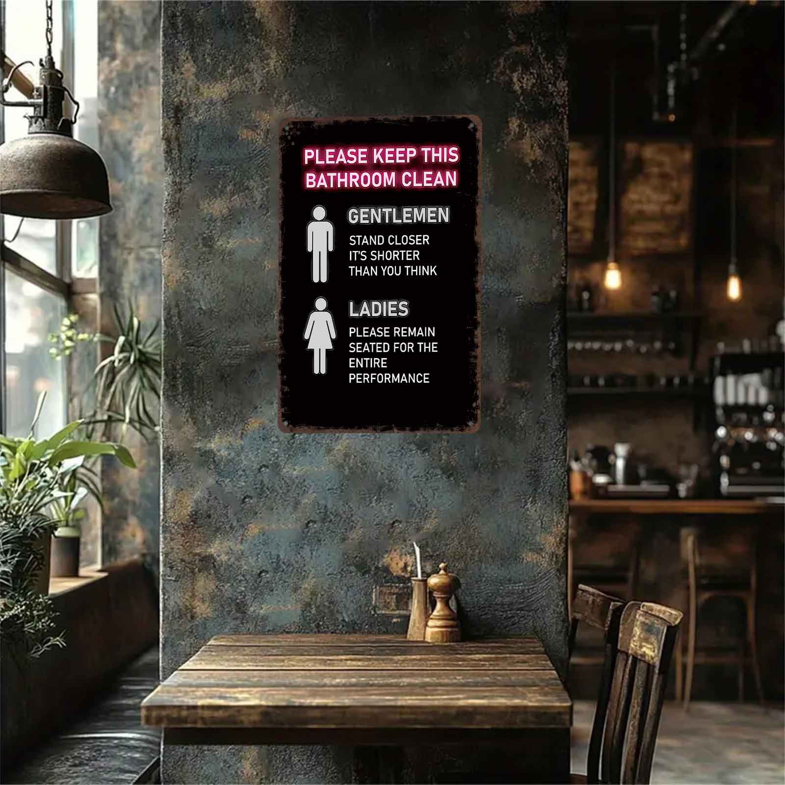 8x12 Inch Aluminum Metal Sign - "Please Keep This Bathroom Clean" Funny Gendered Toilet Rules |   Perfect for Home Bathroom, Guest Restroom, Bar, Restaurant, and Public Restrooms |   Retro Rustic Tin Plaque, Easy to Hang, Hilarious Bathroom Decor