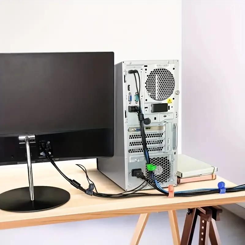 Random Color Magnetic Cord Organizer, 10pcs Reusable Silicone Twist Tie Cable Management for Bundling and Organizing Fixed Items, Data Cable Holder, Cable Clip for Home Office, Desk Cable Organizer