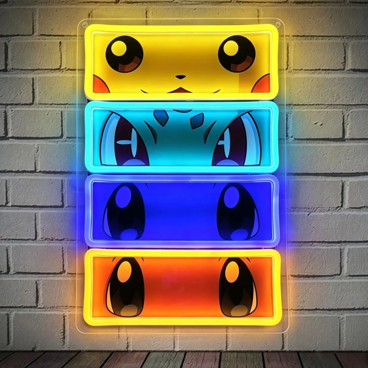 Four-color eyes patchwork neon light USB plug-in acrylic backboard suitable for gaming rooms, bedrooms, designer toy stores, anime convention decorations, birthday parties, anime lover neon light