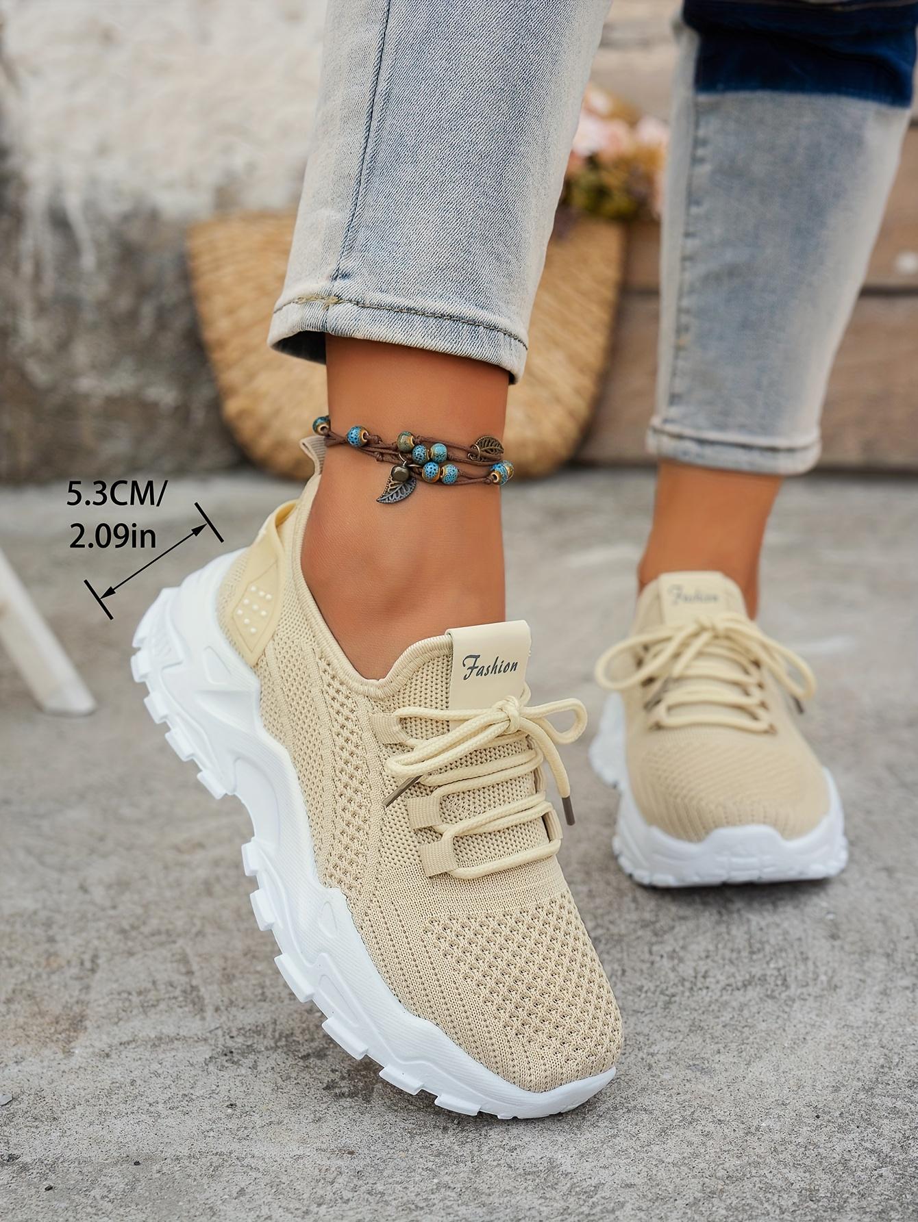 Ladies' Breathable Shoes - Stylish, Comfortable, Low-Top Tennis Shoes with Thick Soles Casual Outdoor Wear
