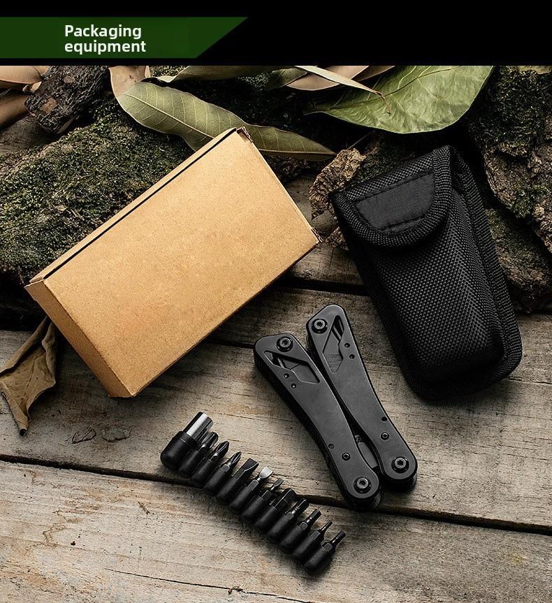 Multi - Function Stainless Steel Black Oxide Folding Pliers Screwdriver Set Telescopic Outdoor Emergency Tool