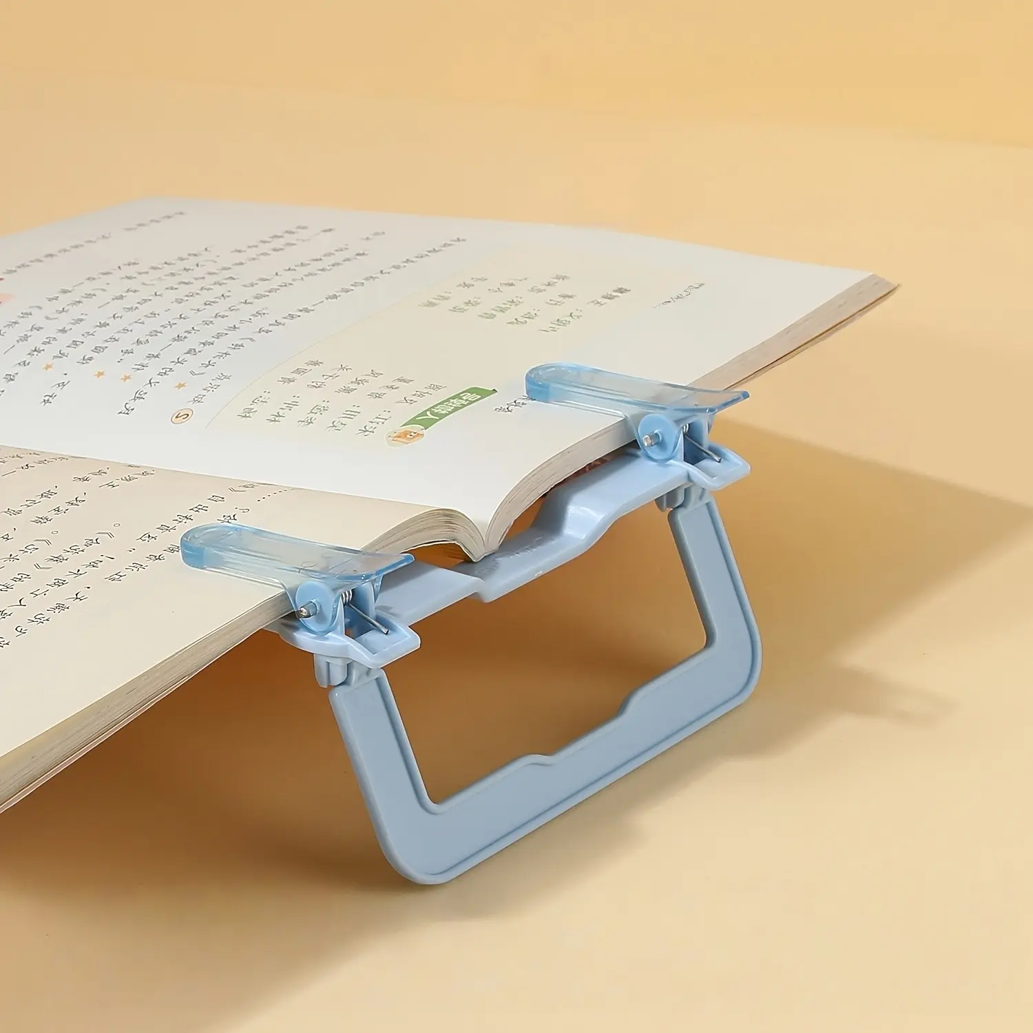 Folding Book Holder, Thick High-Quality PP Reading Stand, Desk Buddy, Double-Head Clamps, Ideal Gift for Reading Enthusiasts, Durable and Convenient