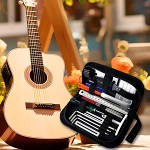 28 count Guitar Tool Kit, Guitar Accessories Gifts for Men, Guitar Maintenance Kit with Carry Bag, Guitar Repair Kit for Acoustic Electric Guitar Ukulele Bass Banjo, Guitar Setup Kit Guitar Gifts
