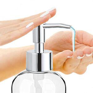 Clear Soap Dispenser with Rust Proof Pump, Waterproof Labels (2 Pack,16 Oz), Plastic Hand Soap Dish Soap Dispenser for Kitchen Bathroom