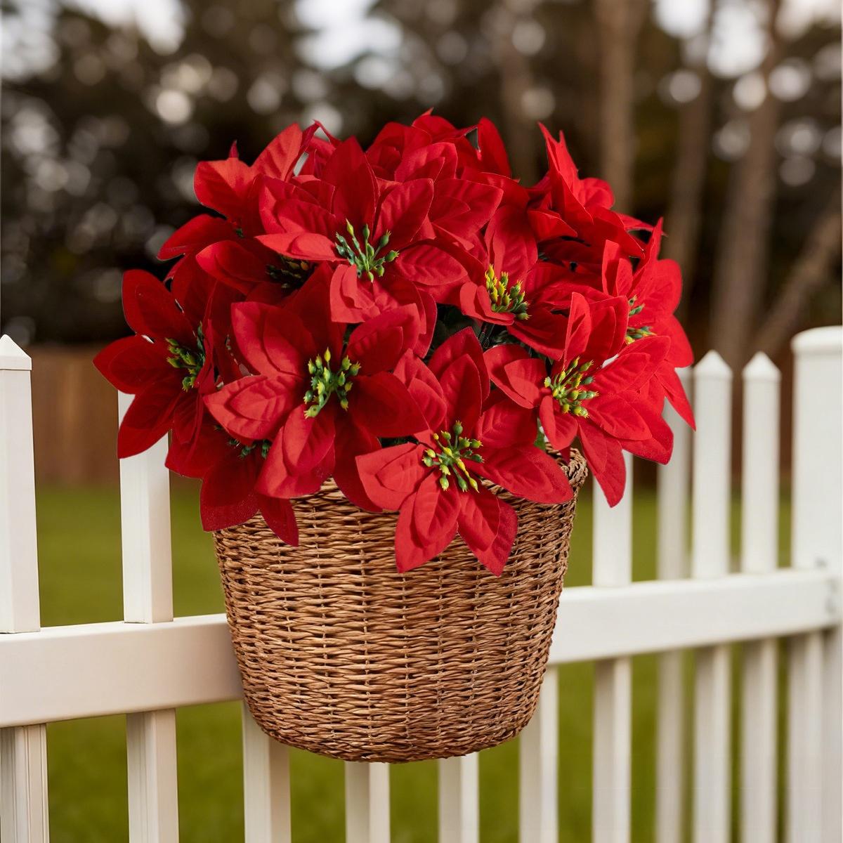 Christmas artificial poinsettia bouquet for home, outdoor, tabletop, garden decoration, Christmas decoration