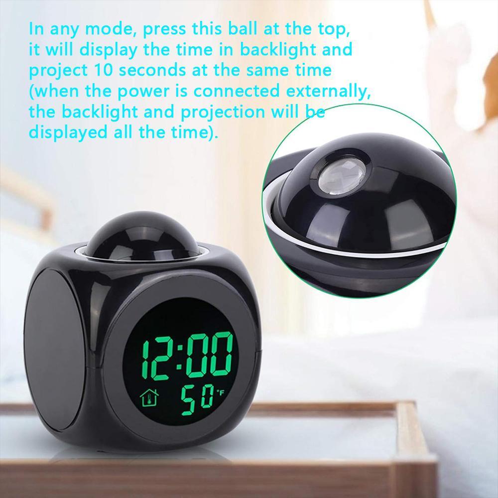 Creative Digital Alarm Clock, 1 Count Desktop Clock with Temperature Display, LED Projection Alarm Clock, Home Decor, Gift for Friend