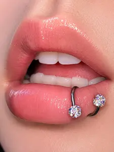 2 Pcs Luxury Simple Zircon Embedded S Ring Lip Piercing, Hypoallergenic Face Slimming, Daily/festival Wear, Perfect Gift for Girlfriend