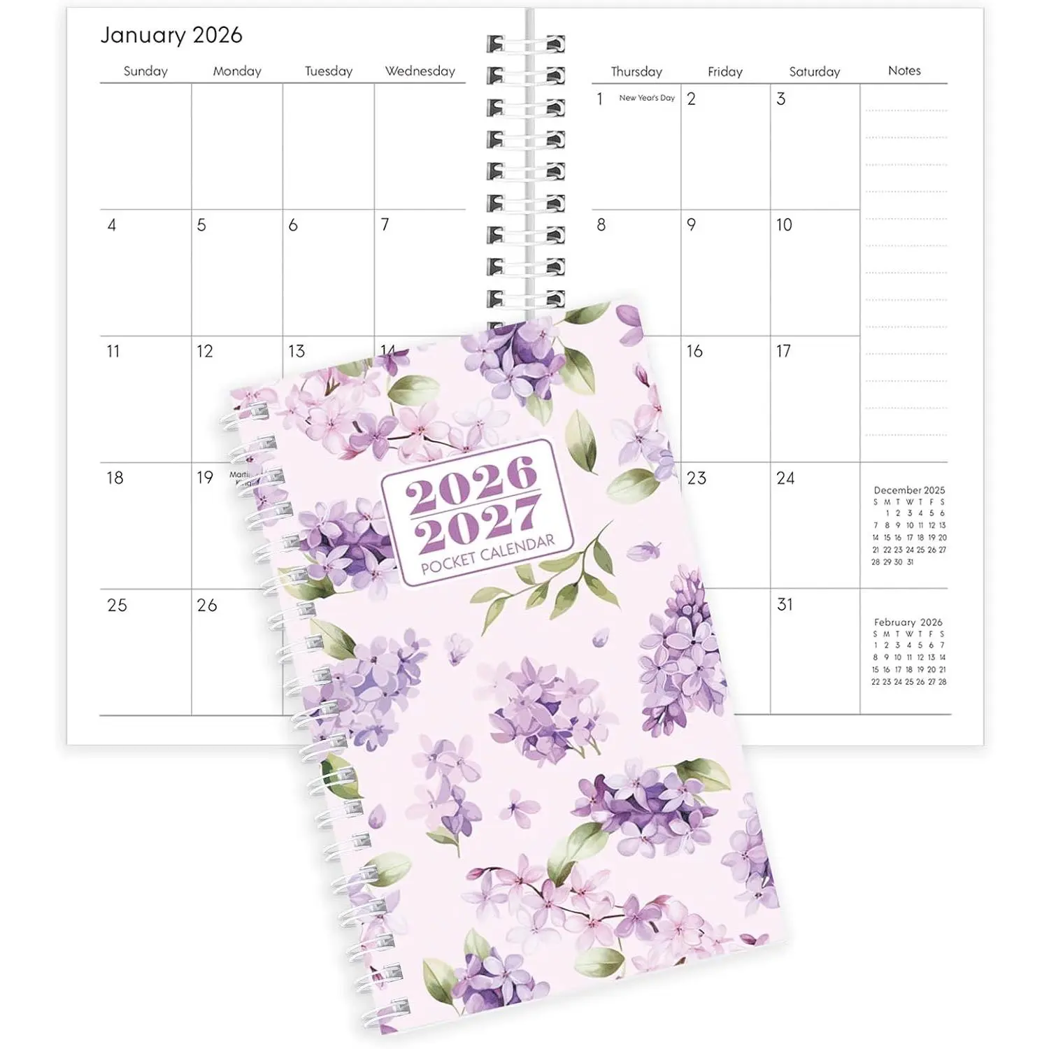 Pocket Calendar 2026-2027, Small Planner -3.7" x 6.7" for Purse, Runs from January 2026 Until December 2027, Monthly Planner 2026-2027 with Coil Organizing & Planning -