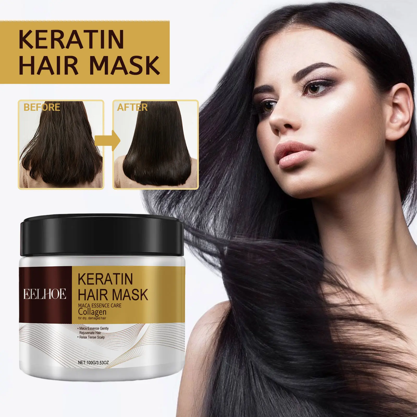 EELHOE Repair & Moisturizing Hair Mask - Targets Damaged, Dry, Split-Ended, Knotted Hair (Beauty & Personal Care, Haircare Treatment)