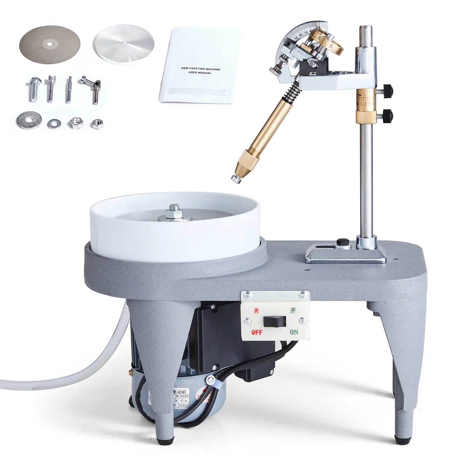 Gem Faceting Machine, 2800RPM Jade Grinding Polishing Machine, 180W 110V Rock Polisher Jewel Angle Polisher, with Faceted Manipulator and 1 Bag of Triangle Abrasive for Jewelry Polisher
