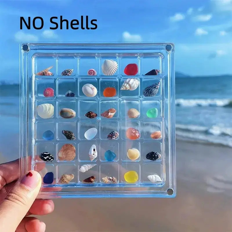 Acrylic Magnetic Storage Box, 36/64/100 Grids, Collectible Display Case, Mini Stone and Jewelry Showcase, Beach Decor Organizer