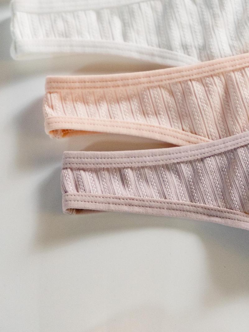 Women's Solid Drop Waist Thong, Summer Wear, Casual Comfortable Fit Ribbed Panty for Daily Wear, Ladies Underwear for All Seasons, Breathable Underwear