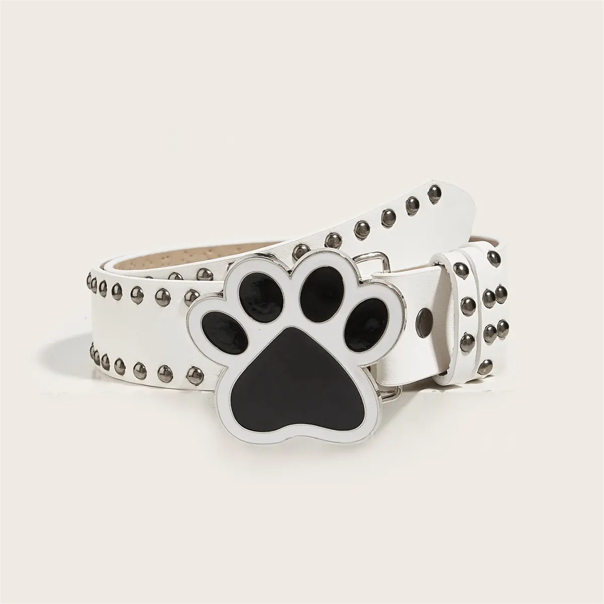 Kawaii Cat Paw Print Rivet Belt Y2K Anime Cartoon Women Decor Waist Belt