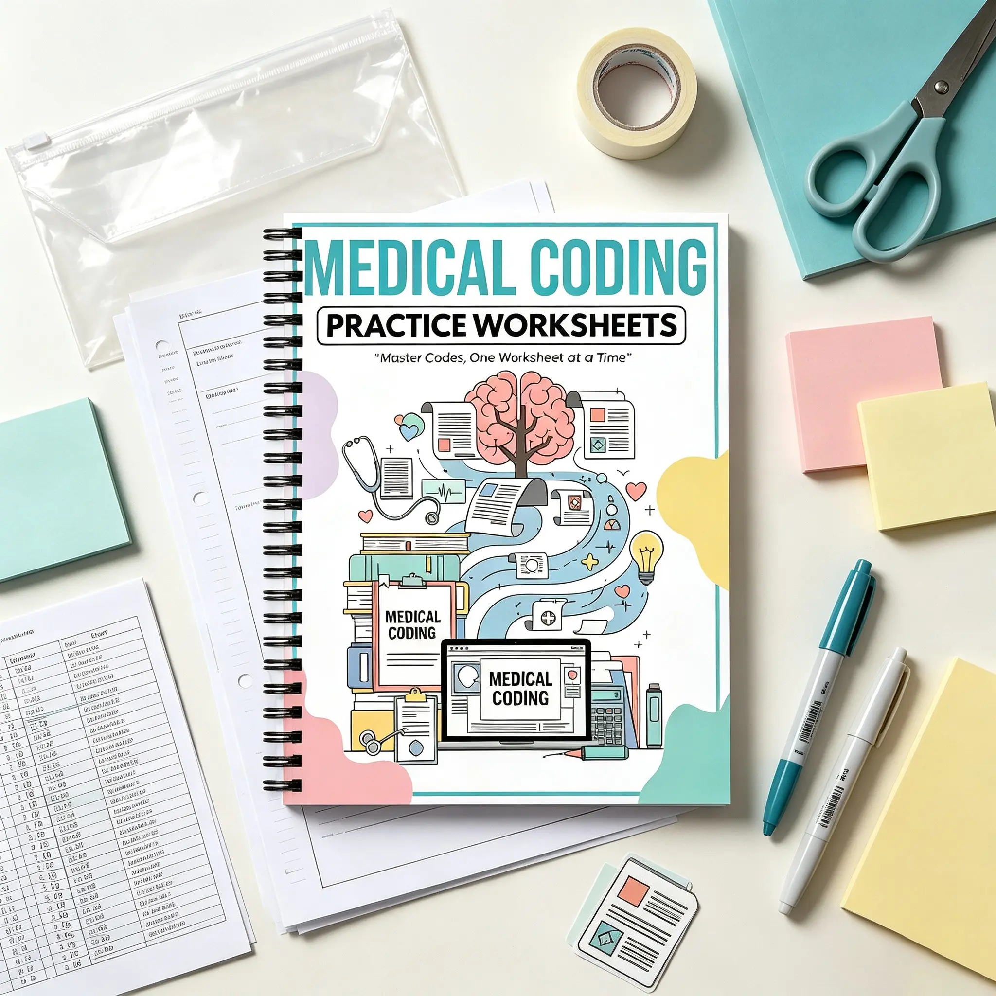 Medical Coding Practice Workbook, Icd-10-Cm Cpt Hcpcs Worksheets, Quizzes & Abbreviation Sheets for Adults, Educational Resource
