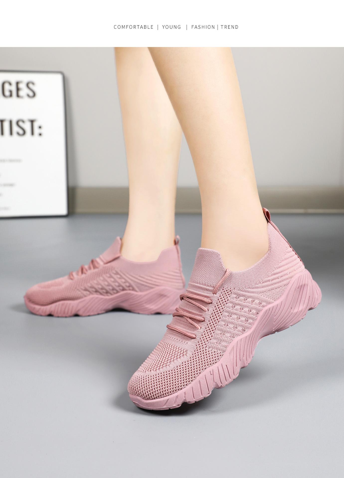 Women's lightweight casual shoes, breathable fly-knit sports shoes