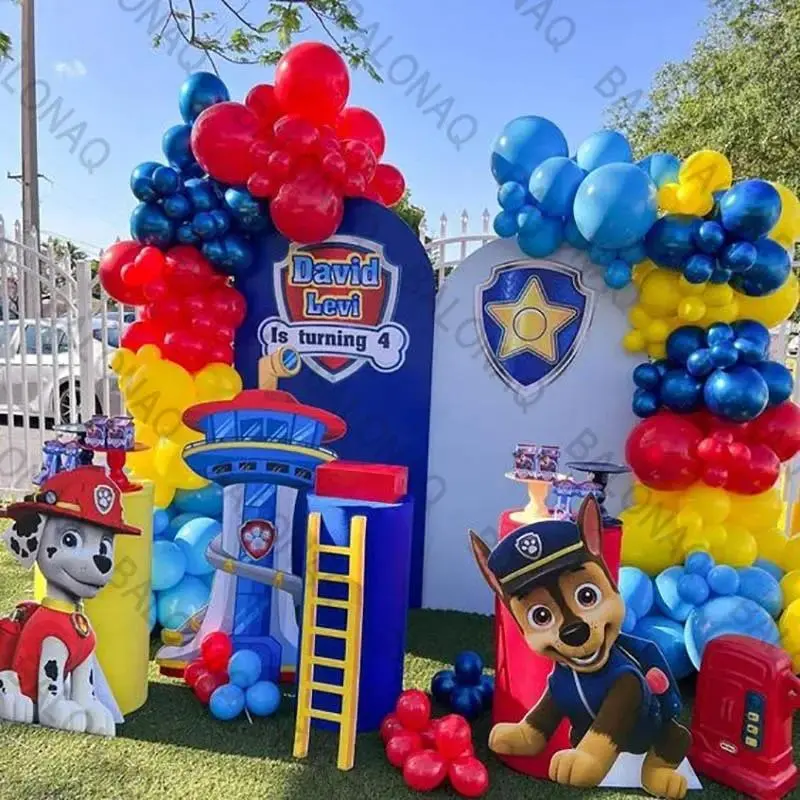 105pcs Paw Patrol Cartoon Foil Balloons - Rescue Dog Chase & Rubble Themed Decorations, Classic Novelty Toy Gift for Children's Birthday Parties