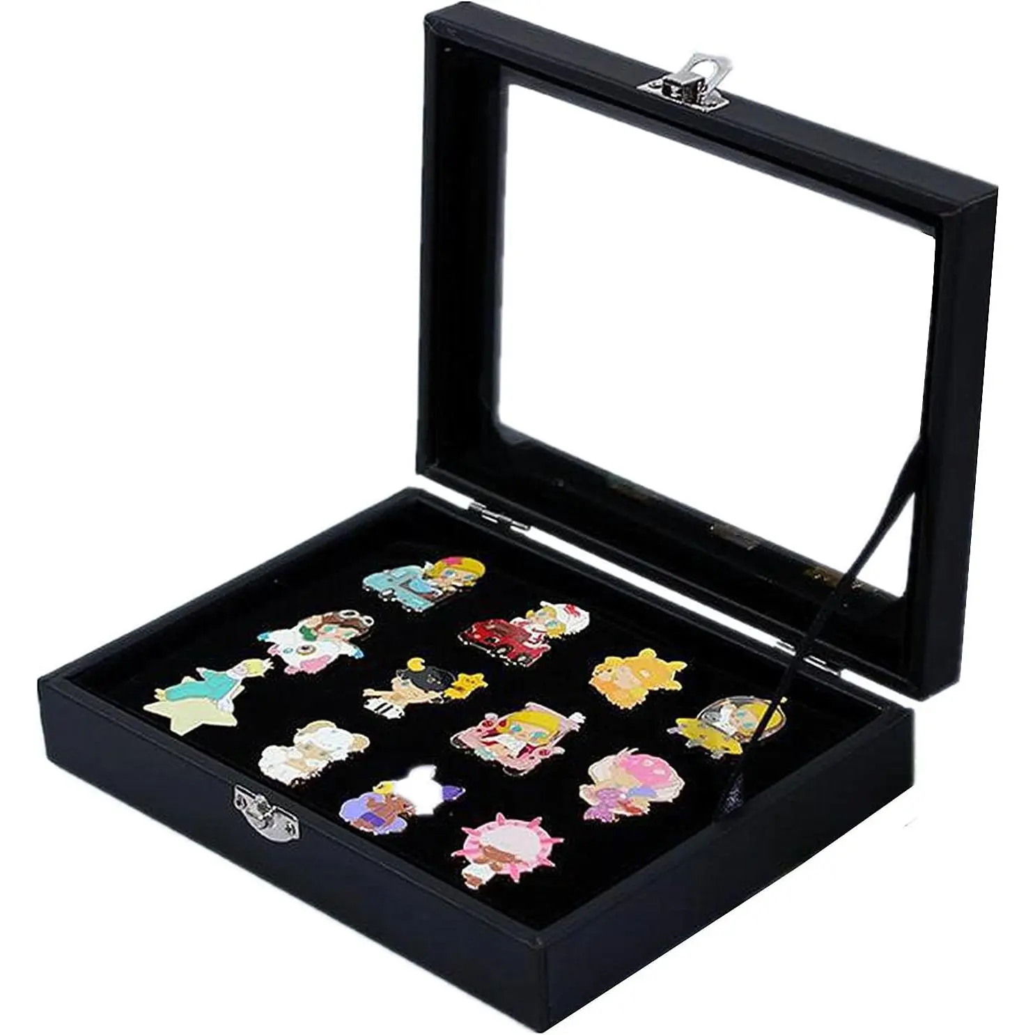7.9''x 6'' Lapel Pin Display Case Brooch Storage Box (Black) | Lapel Pin  Organizer  Display Tray