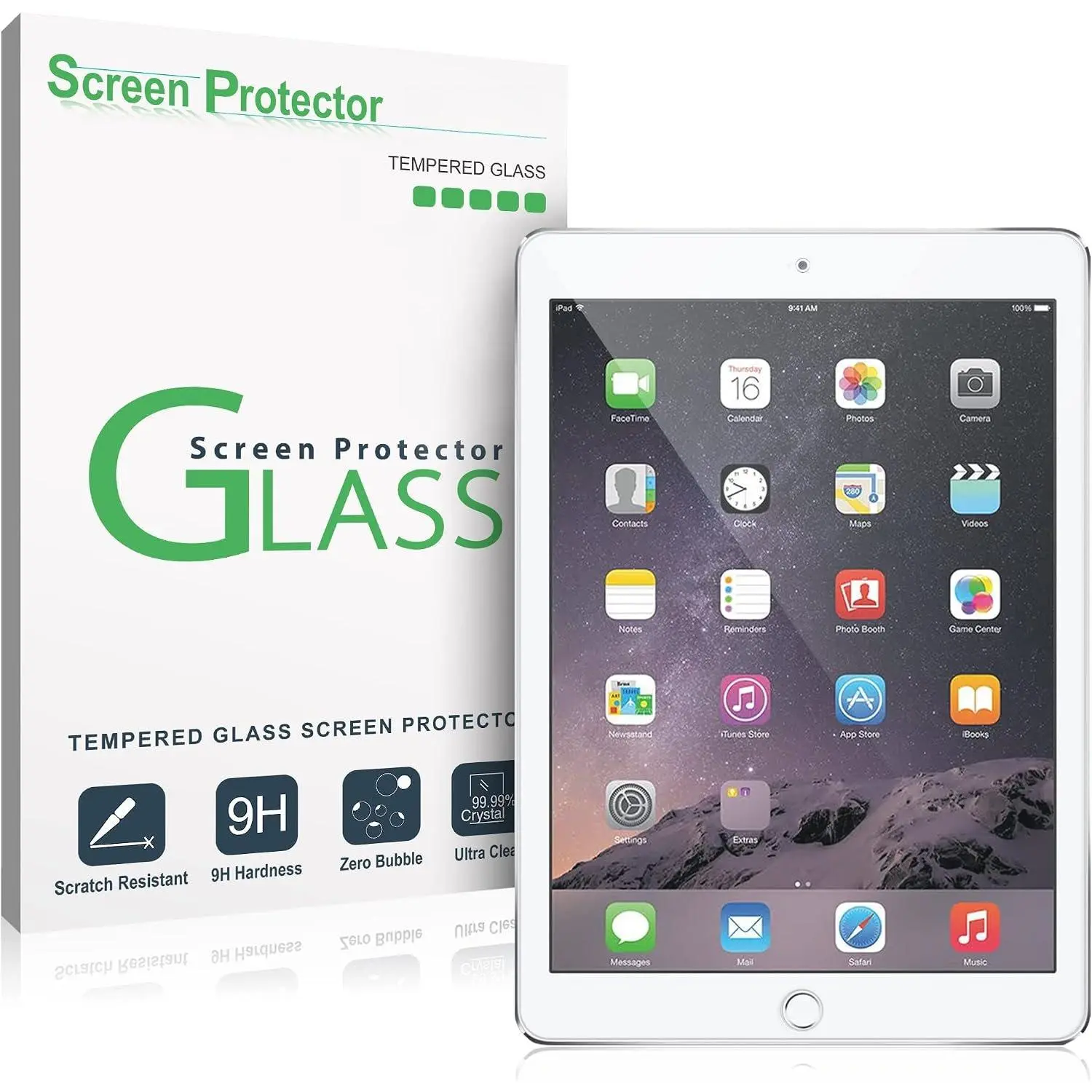 Screen Protector for iPad 6/5th Gen, iPad Pro, iPad Air 1/2 (9.7'')