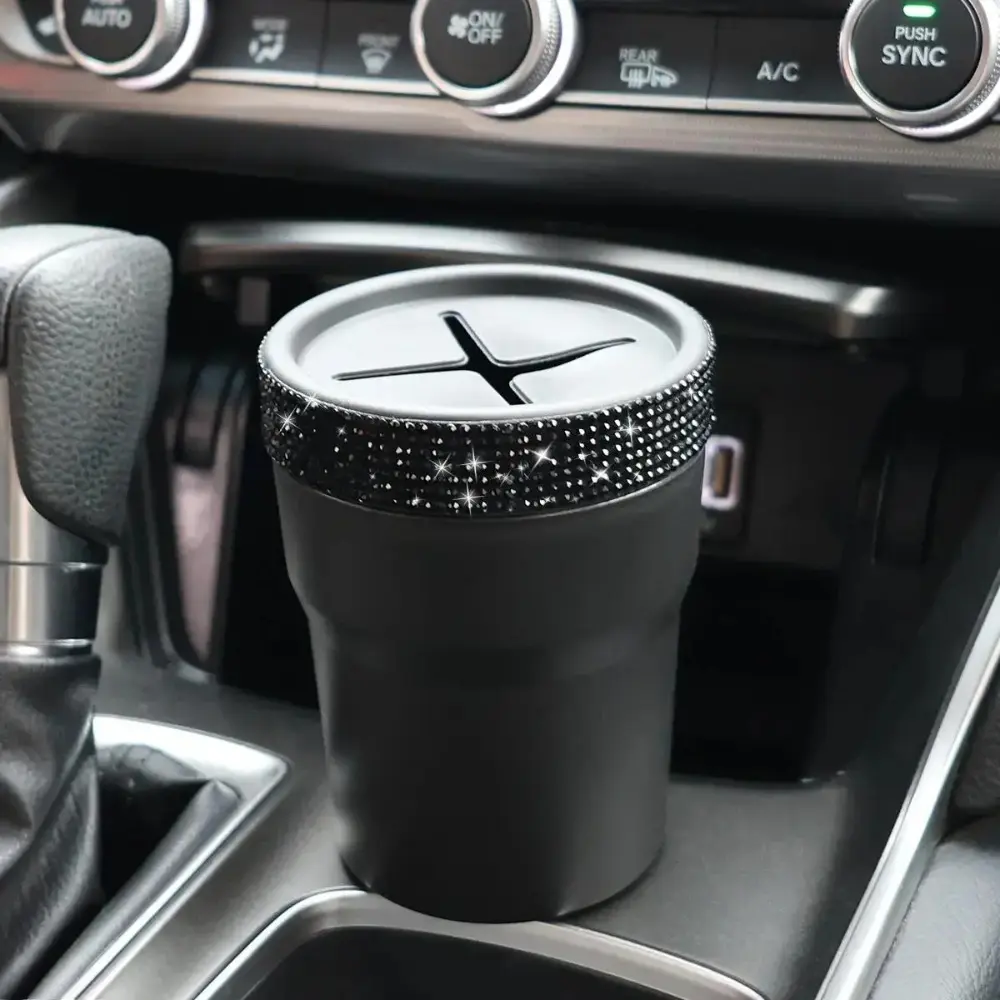 Diamond Design Imitation Diamonds PE Car Caddy - Compact Plastic Car Storage Organizer, Creative Functionality, Coin Organizer Fits Standard Cups, Durable Interior Stowing Holder, 1Pc Gift, Car Storage Organizers