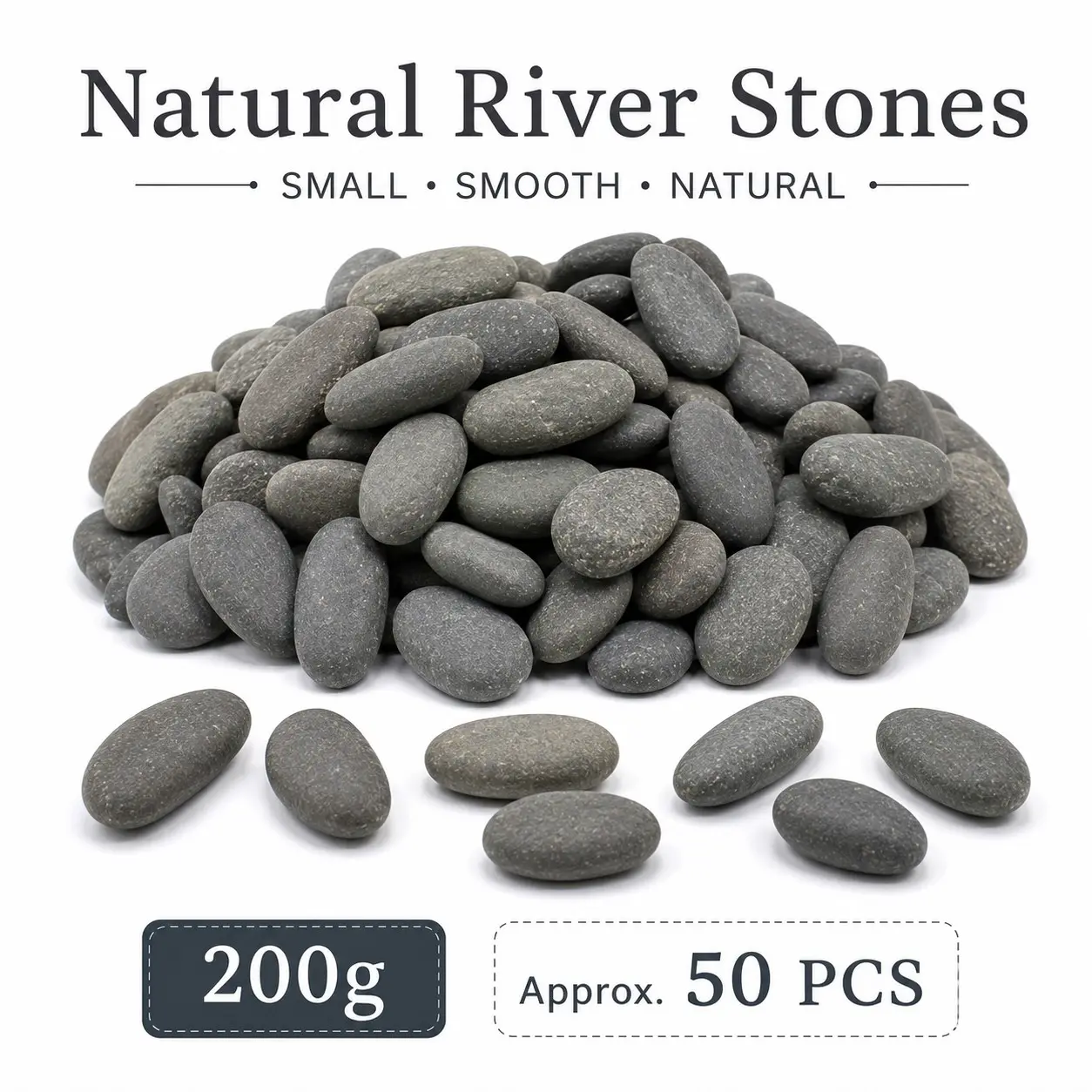 200g Natural River Stones, 50pcs Mini Smooth Pebbles, 1-3cm Decorative Stones, Aquarium Decor, Fish Tank, Vase Filler, DIY Crafts, Fish Tank Decorations