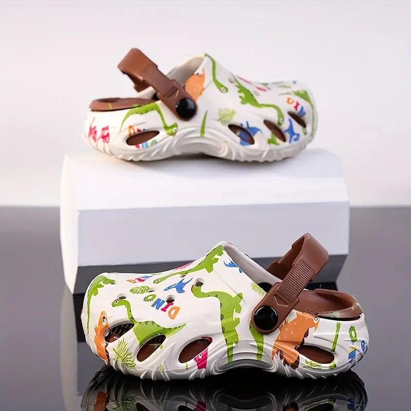 Children's Dinosaur EVA Slides with Non-Slip Design, Comfortable Thick-Soled Footwear for Home Use, Animals, Outdoor Activities, Breathable Material, Cartoon, Indoor Outdoor Slippers, Casual Breathable Slides, Cool Slippers, Fun Slippers