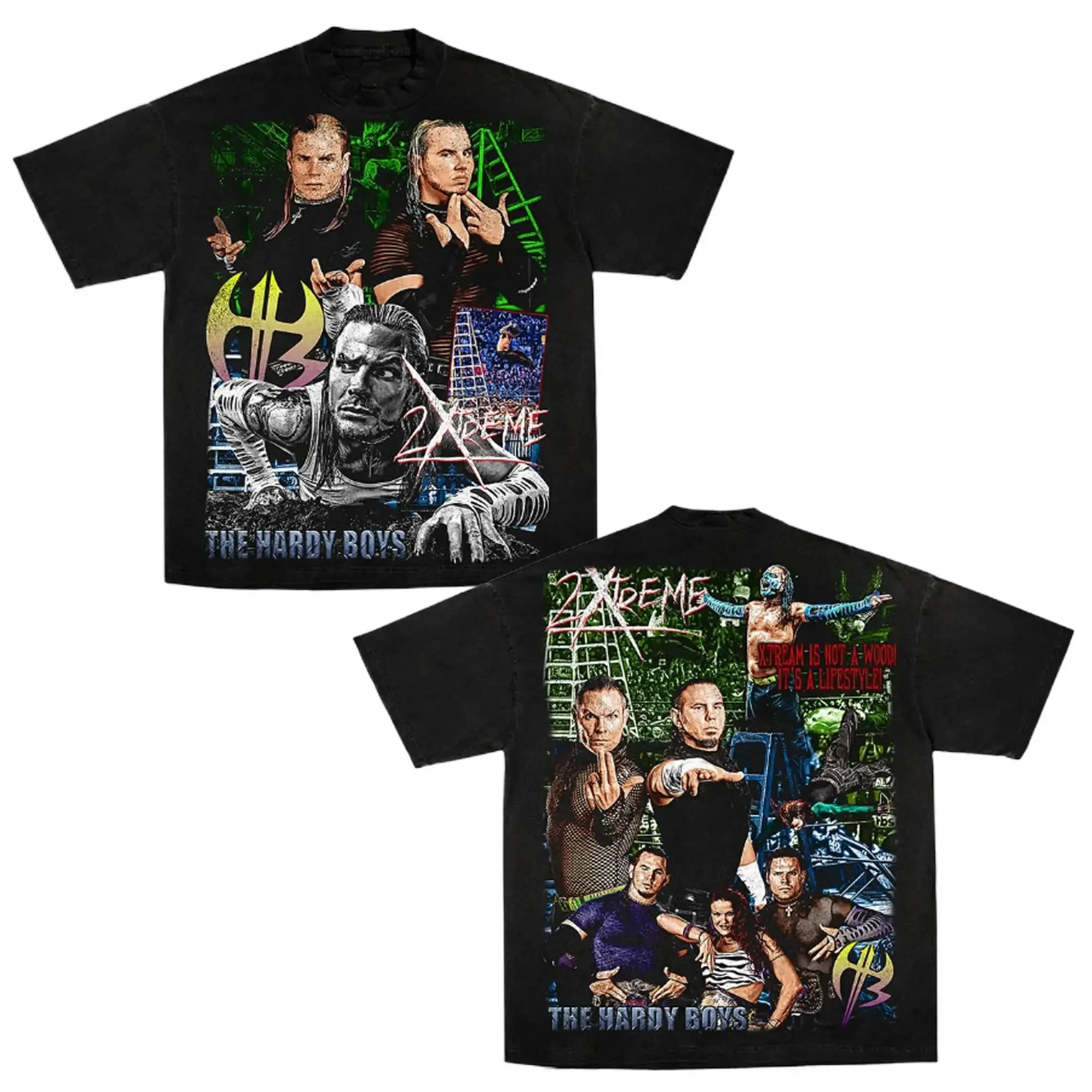 Jeff Hardy The Hardy Boy Retro Graphic Tee (Viral) WWE Wrestling Legend Shirt 180g 100% Cotton Vintage Champion Apparel Hustle Loyalty Respect Streetwear Doctor Of Thuganomics Style Fight Fan Gift Unisex Casual Summer Outfit Men Clothing Sale TikTok Shop