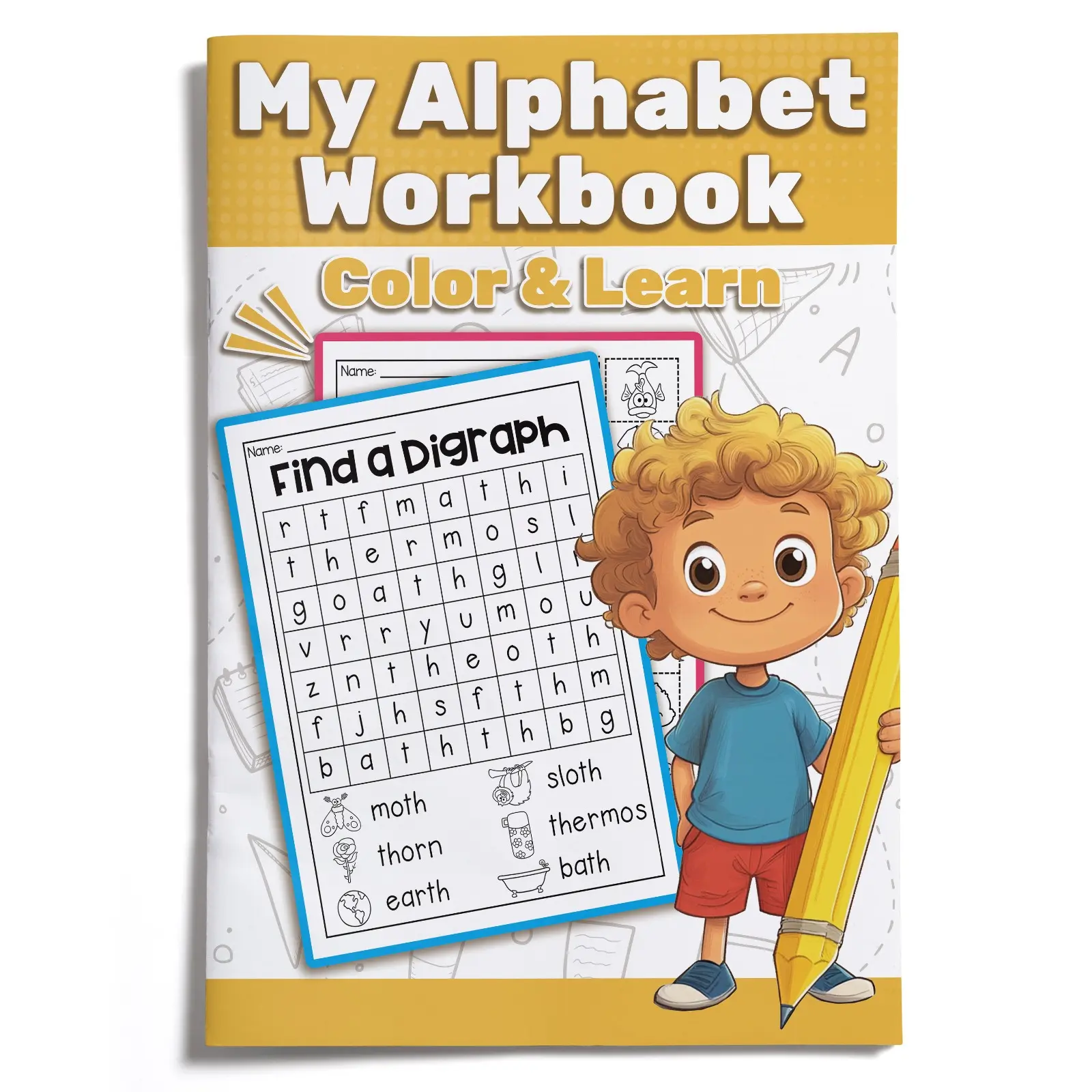 Alphabet Workbook Color and Learn Consonant Blends and Digraphs, Find and Write Phonics Activities, Early Reading Workbook