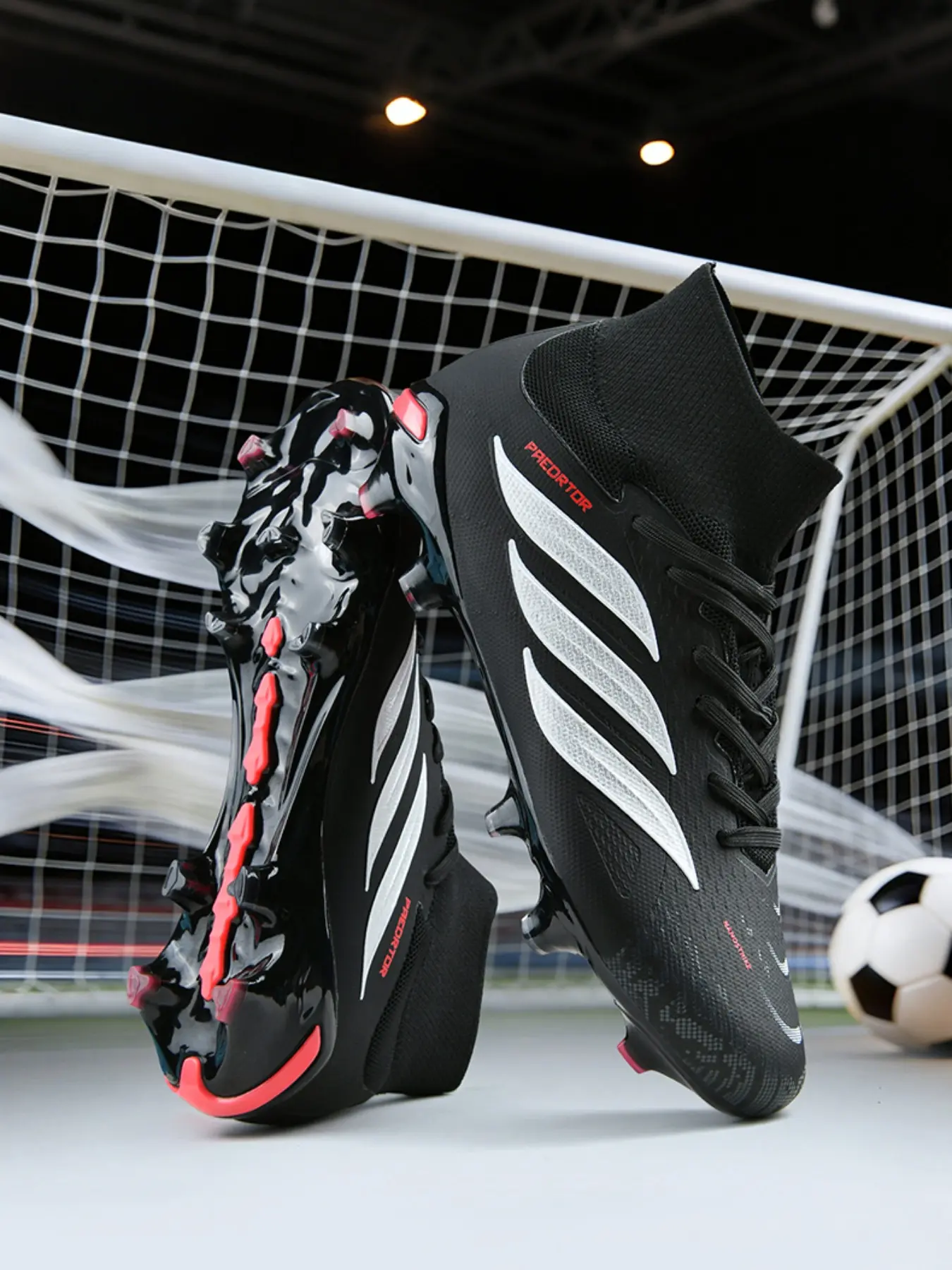 Men's Professional Soccer Shoes, Anti-Slip Ag Studs, Breathable High-Top Football Cleats, Classic Adult Sports Boots, Comfortable Laces