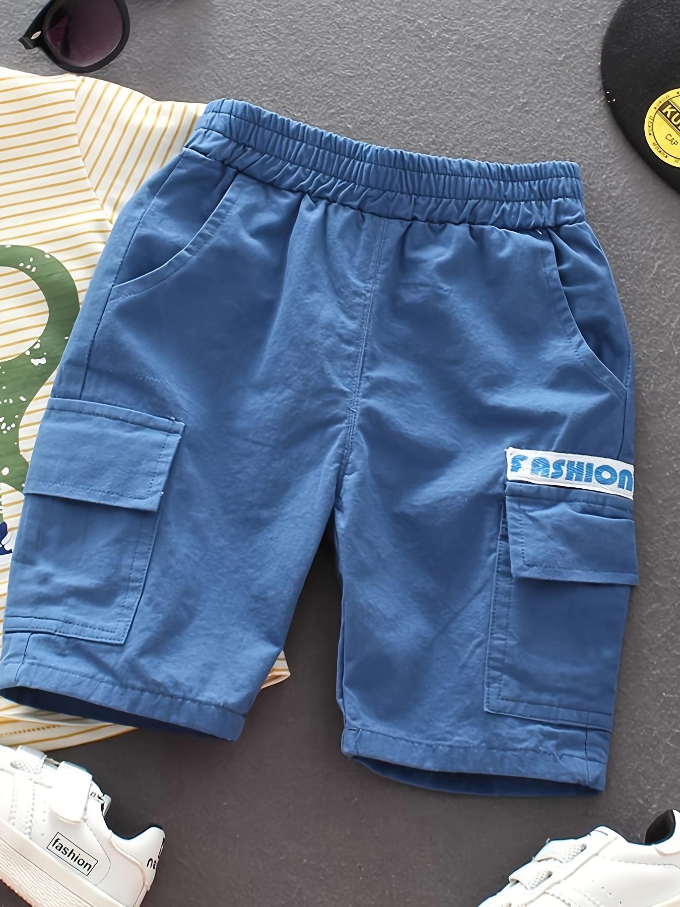 [Summer Shorts |   Thin] 3pcs Boys' Summer Shorts |   Knee-Length Cargo Pants, Thin and Trendy, Medium to Large Kids, New Summer Style, Perfect for Outdoor