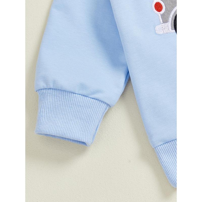 Toddler Baby Boy Outfits Valentine's Day Truck Heart Print Pullover Sweatshirt and Plaid Pants Spring Winter Set 6M-4Y