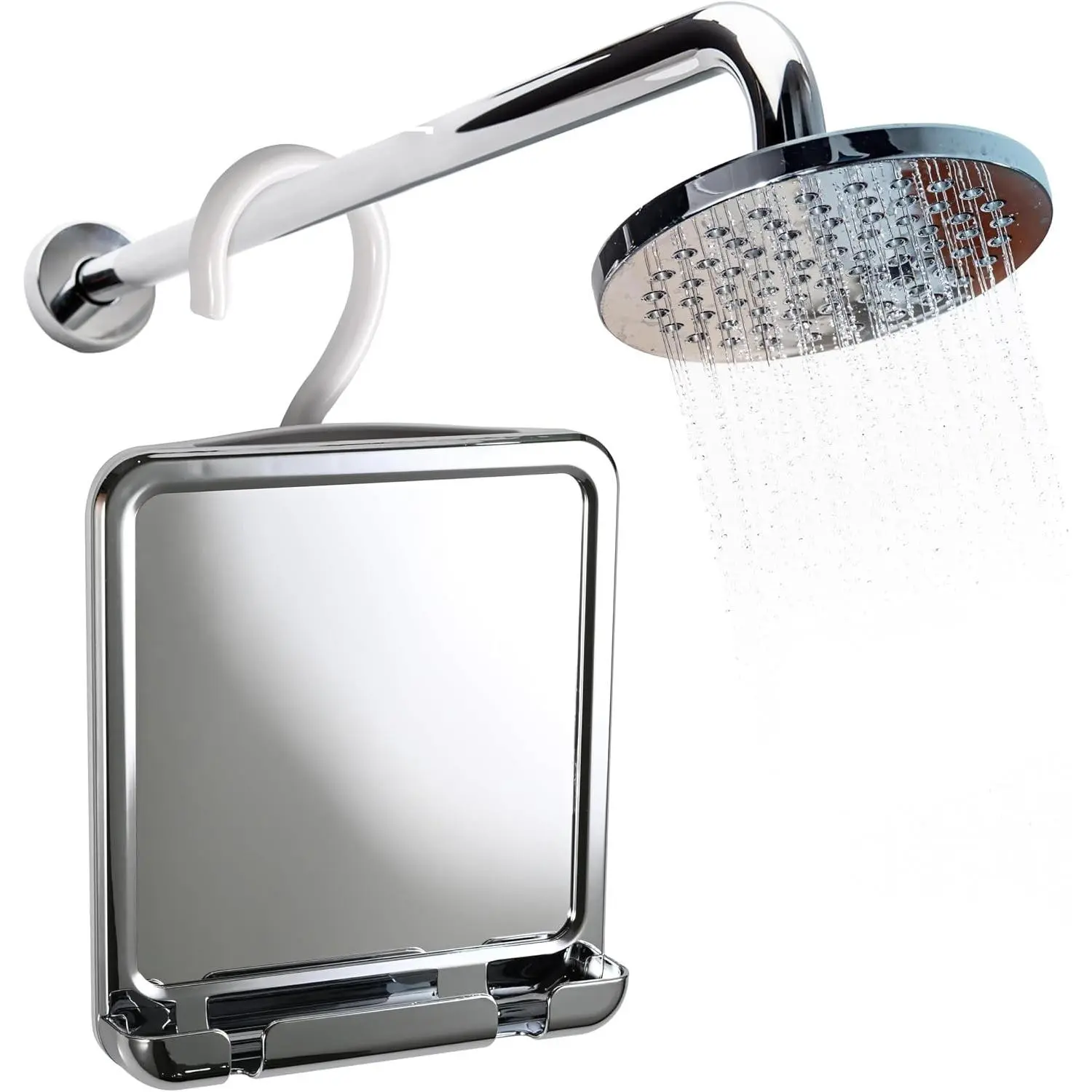 Fogless Shower Mirror for Shaving and Distortion-Free Glass Surface with Hook for Hanging, 8" x 7" Chrome