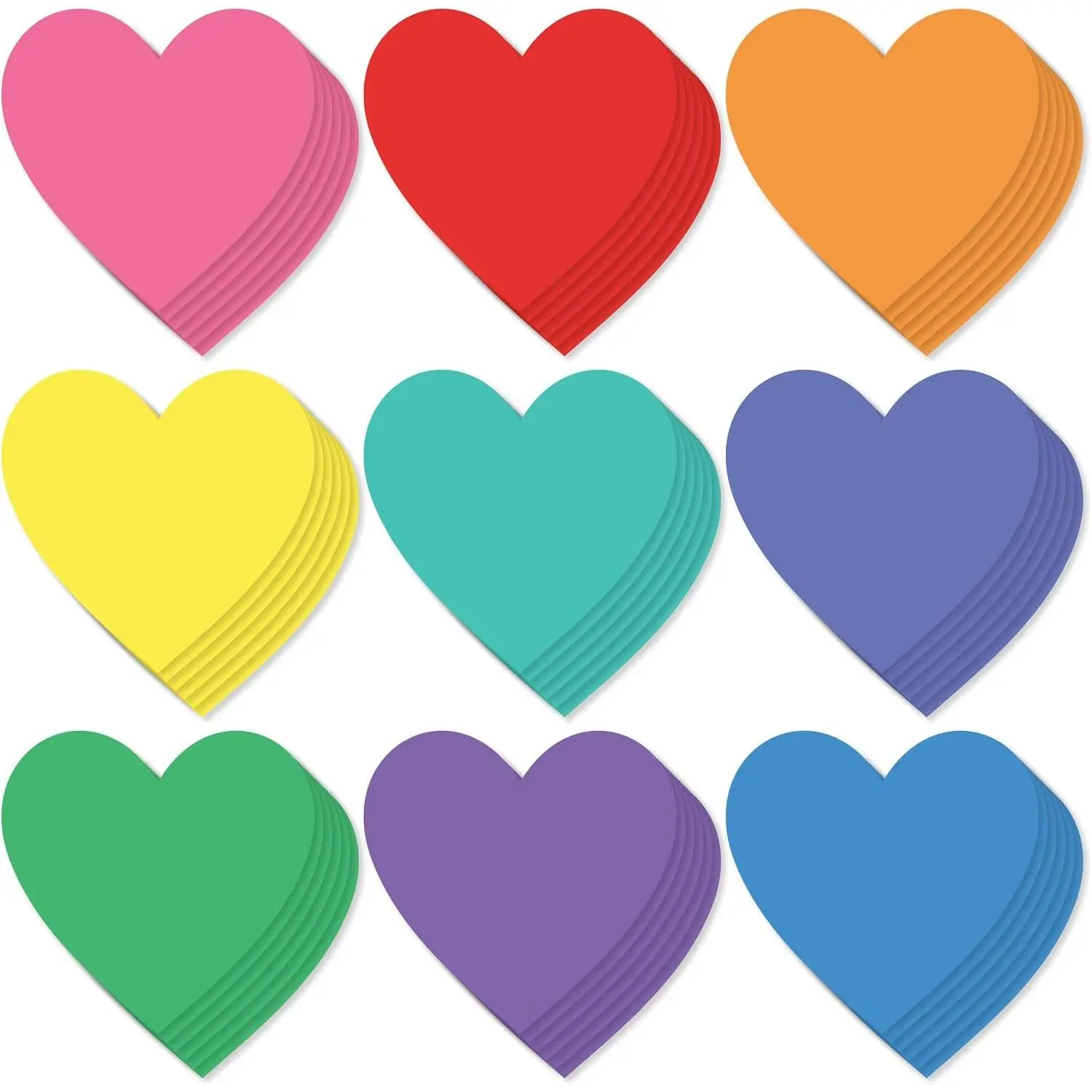 108 Pcs 3" x 3" Paper Heart Cutouts, Cut Out Shapes for Bulletin Board, Classroom Decorations and DIY Crafts