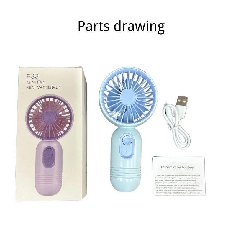 Portable Handheld Fan, 1 Count USB Rechargeable Mini Fan with 3 Speed Setting, Handheld Fan for Makeup, Travel, Beach, Indoor and Outdoor Use, Rechargeable Personal Fan
