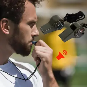3-In-1 Survival Whistle Compass and Thermometer - Loud Navigation Tool and Thermometer, suitable for outdoor hiking, camping, first aid kit, small, portable and multi-functional, suitable for sports, adventure and other scenarios